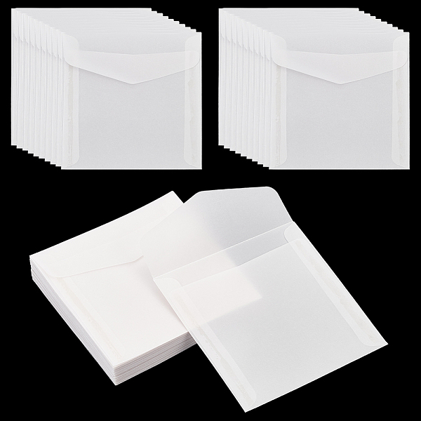 

PandaHall Translucence Paper Envelopes, Blank Envelope, Rectangle, White, 120x120x0.5mm Paper Square White