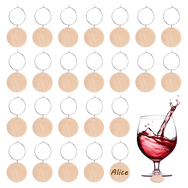 

PandaHall Flat Round Unfinished Blank Wood Wine Glass Charms, with Brass Hoop Earring Findings, BurlyWood, 62mm, 30pcs/set Wood Flat Round..., Orange