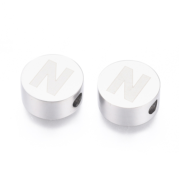 

PandaHall 304 Stainless Steel Beads, Flat Round with Letter, Letter.N, 10x4.5mm, Hole: 2mm 304 Stainless Steel Letter N