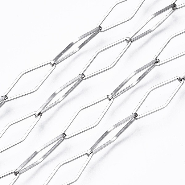 

PandaHall 304 Stainless Steel Link Chains, with Spool, Soldered, Rhombus, Stainless Steel Color, 19.5x7.5x1mm, about 82 Feet(25m)/roll 304...