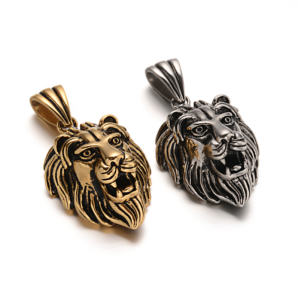 

PandaHall Lion 304 Stainless Steel Pendants, Mixed Color, 46x32x20.5mm, Hole: 13x6mm 304 Stainless Steel Lion