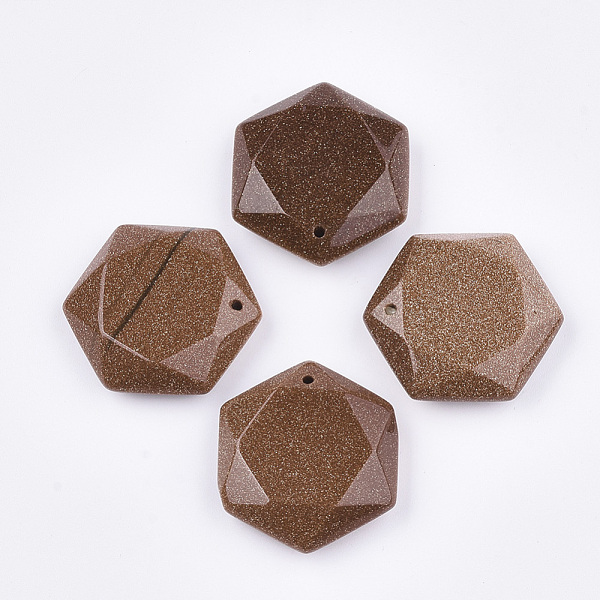 

PandaHall Synthetic Goldstone Pendants, Hexagon, 31.5x28x9~10mm, Hole: 1.5mm Goldstone Hexagon