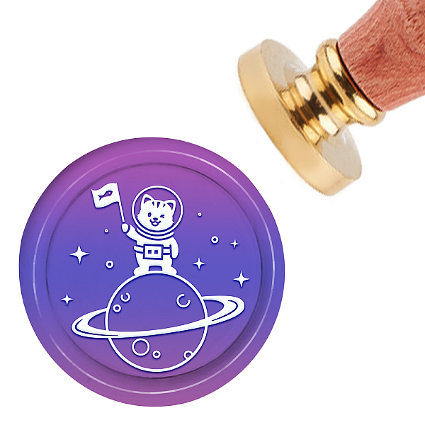 

PandaHall CRASPIRE Wax Seal Stamp Astronaut Cat Sealing Wax Stamps Universe 30mm Removable Brass Head Sealing Stamp with Wooden Handle for...