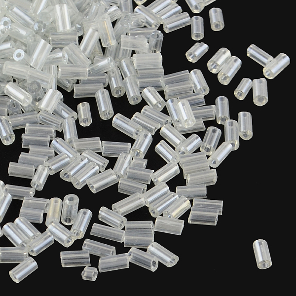 

PandaHall Pearlized Glass Bugle Beads, Transparent Colours Lustered, Clear, 2~3x2mm, Hole: 1mm, about 450g/bag, 20000pcs/bag Glass Clear