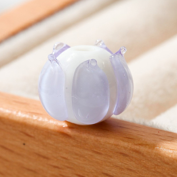 

PandaHall Handmade Lampwork Beads, Flower Shape, Thistle, 12x10mm, Hole: 2mm Lampwork Flower Purple