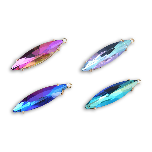 

PandaHall K9 Glass Pendants, with Light Gold Plated Brass Findings, Cadmium Free & Lead Free, Faceted, Horse Eye, Mixed Color, 37.5x9.5x6mm..., Multicolor