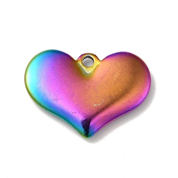 PandaHall 304 Stainless Steel Stamping Blank Tag Pendants, Heart, Rainbow Color, 18x25x3.5mm, Hole: 2mm 304 Stainless Steel Heart