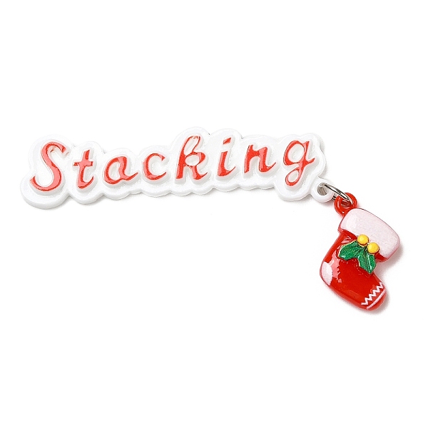 

PandaHall Christmas Theme Opaque Resin Cabochons, with Platinum Tone Iron Loops, Christmas Socking, Red, 78x41x7mm Resin Christmas Socking...