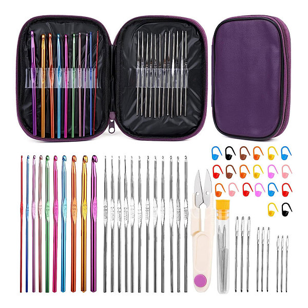 

PandaHall Sewing Tool Sets, including Stainless Steel Scissor, Needle Threaders, Sewing Seam Rippers, Head Pins, Safety Pin, Zipper Storage..., Purple