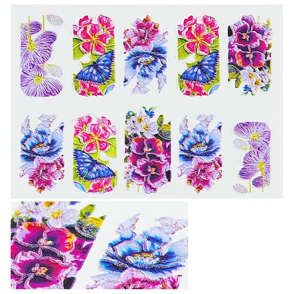 

PandaHall 5D Nail Art Water Transfer Stickers Decals, Flower, Colorful, 8.2x6.4cm Paper Flower