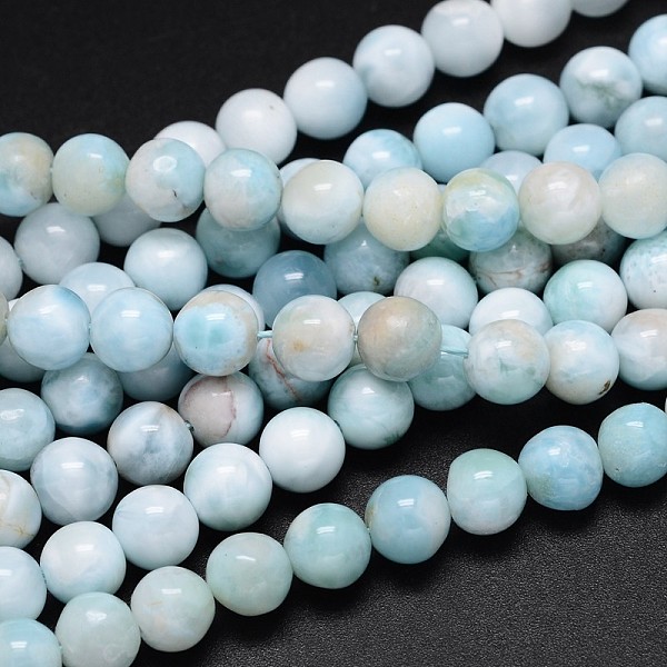 

PandaHall Natural Larimar Round Beads Strands, Grade A, 8mm, Hole: 1mm, about 49pcs/strand, 16 inch Larimar Round