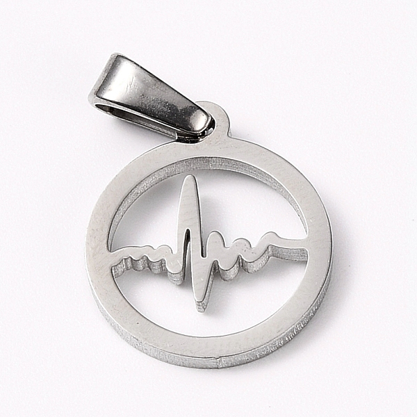 

PandaHall 304 Stainless Steel Pendants, Flat Round with Heartbeat, Stainless Steel Color, 15x13x1.5mm, Hole: 5x3mm 304 Stainless Steel Flat...