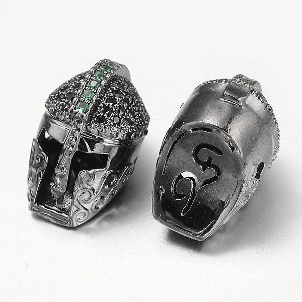 

PandaHall Brass Micro Pave Cubic Zirconia Beads, Gladiator Helmet, Gunmetal, 18x11x13mm, Hole: 1mm Brass+Cubic Zirconia Human