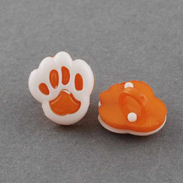 

PandaHall Acrylic Shank Buttons, 1-Hole, Dyed, Paw, Dark Orange & White, 13x12x8mm, Hole: 4x2mm Acrylic Others Orange