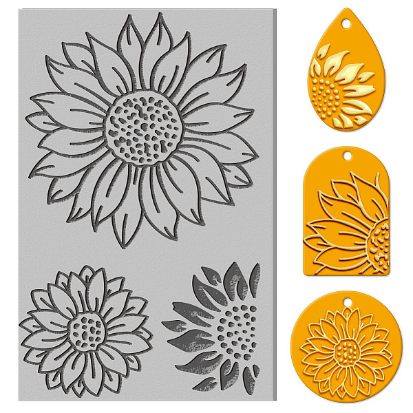 

PandaHall CHGCRAFT Sunflower Clay Texture Mat Flower Clay Modeling Pattern Pad Texture Sheets for Polymer Clay Making Earrings Jewelry...