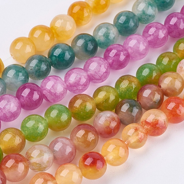 

PandaHall Two Tone Natural Jade Bead Strands, Dyed, Round, Mixed Color, 8mm, Hole: 1mm, about 48pcs/strand, 14.9 inch Other Jade Round..., Multicolor