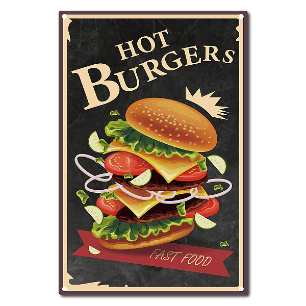 

PandaHall CREATCABIN Fresh Hot Burger Sign Metal Tin Signs Vintage Retro for Plaque Poster Bar Pub Garage Fast Food Cafe Home Wall Decor, 8...