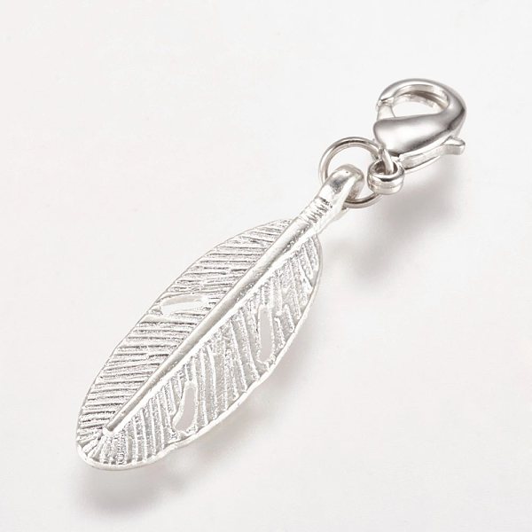 

PandaHall Alloy Pendant, with Brass Lobster Claw Clasps, Feather, Antique Silver, 43mm Alloy Feather