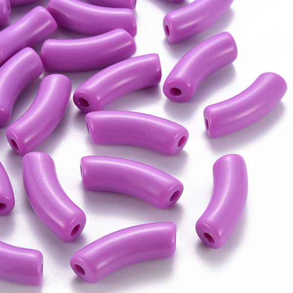 

PandaHall Opaque Acrylic Beads, Curved Tube, Medium Orchid, 36x13.5x11.5mm, Hole: 4mm, about 133pcs/500g Acrylic Tube