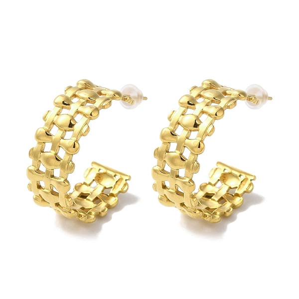 

PandaHall 201 Stainless Steel Stud Errings, with 304 Stainless Steel Pins Finding, Fence Wrap, Real 18K Gold Plated, 25x9.5mm 201 Stainless...