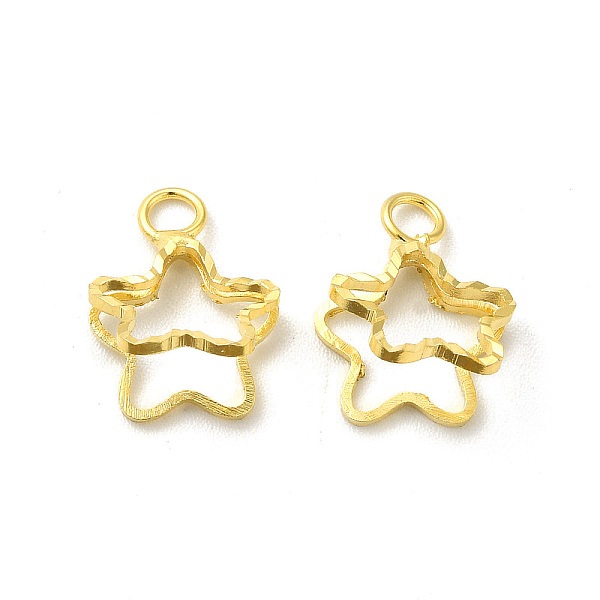 

PandaHall Brass Charms, Cadmium Free & Lead Free, Star Charm, Real 24K Gold Plated, 12.5x9.5x7.5mm, Hole: 2mm Brass Star