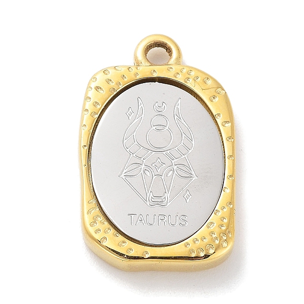 

PandaHall 304 Stainless Steel Pendants, Rectangle with Twelve Constellations Charm, Golden & Stainless Steel Color, Taurus, 23x14.5x3mm...