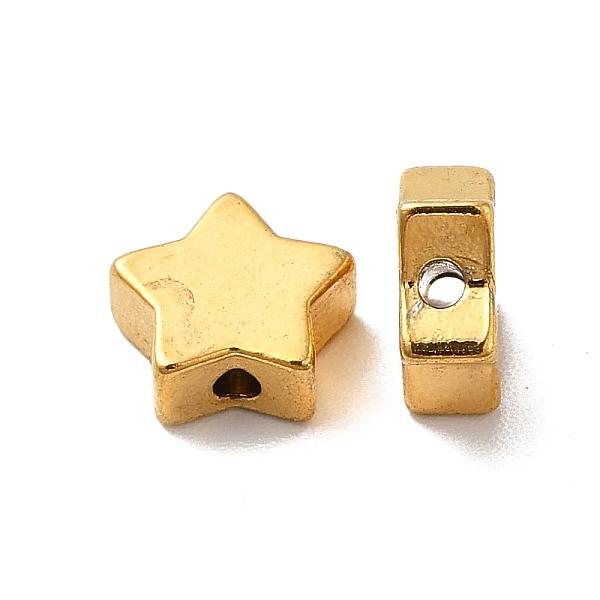 

PandaHall Rack Plating Brass Beads, Long-Lasting Plated, Star, Matte Gold Color, 7.5x8x3mm, Hole: 1.2mm. Brass Star