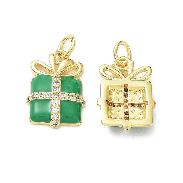 

PandaHall Brass with Clear Cubic Zirconia Enamel Pendants, Cadmium Free & Lead Free, Rack Plating, Christmas Theme, Gift, Real 18K Gold..., Green