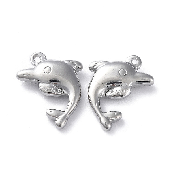 

PandaHall 304 Stainless Steel Pendants, Dolphin Charm, Stainless Steel Color, 25x20x5.5mm, Hole: 1.6mm 304 Stainless Steel Dolphin