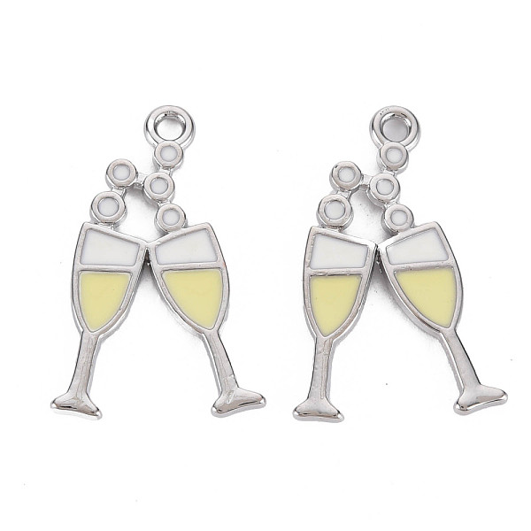 

PandaHall Alloy Enamel Pendants, Cadmium Free & Lead Free, Goblet, Champagne Yellow, 28x18x1.5mm, Hole: 2mm Alloy Tableware