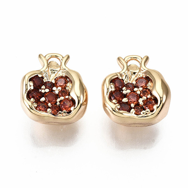 

PandaHall Brass Micro Pave Chocolate Cubic Zirconia Charms, Nickel Free, Pomegranate Shape, Real 18K Gold Plated, 10.5x10x7mm, Hole: 1.4mm..., Brown