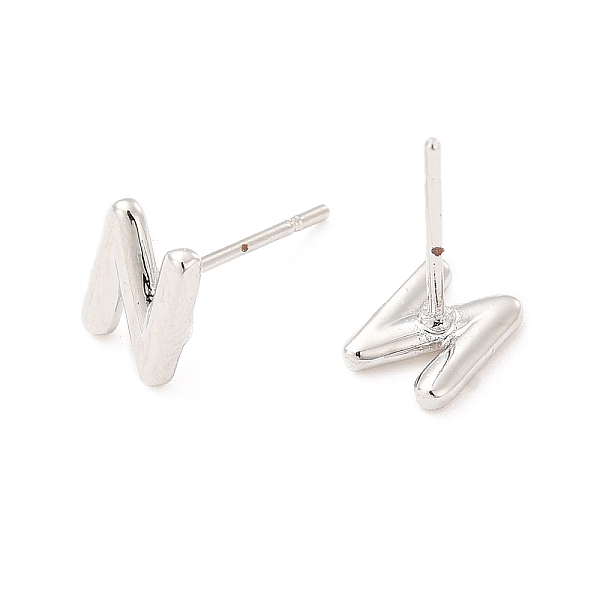 

PandaHall Brass Hollow Out Initial Letter Stud Earrings for Women, Platinum, Lead Free & Cadmium Free, Letter.N, 7x5.6x1.5mm, Pin: 0.8mm...