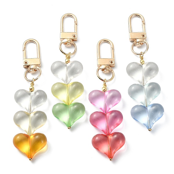 

PandaHall Transparent Acrylic Heart Pendant Keychain, with Alloy Swivel Clasps, Mixed Color, 8.7cm, 4pcs/set. Acrylic Heart Multicolor