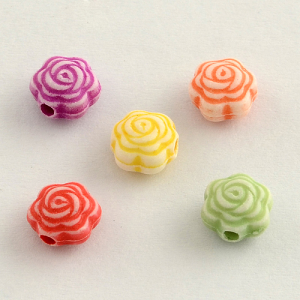 

PandaHall Craft Style Acrylic Beads, Flower, Mixed Color, 7.5x5mm, Hole: 2mm, about 2800pcs/500g Acrylic Flower Multicolor