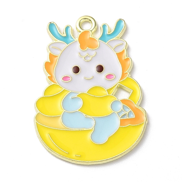 

PandaHall Alloy Enamel Pendants, Golden, Dragon Charm, Ingots, 30x20.5x1mm, Hole: 1.8mm Alloy+Enamel Others Yellow