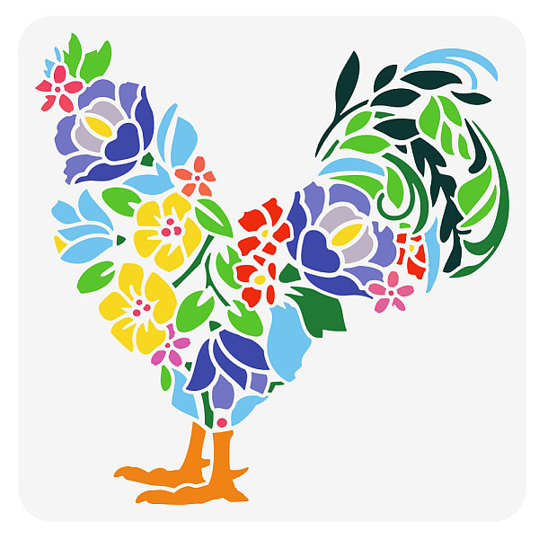 BENECREAT Flower Rooster Stencil