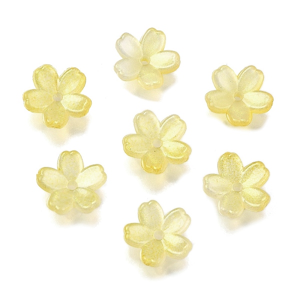 Acrylic Bead Caps, Flower, Champagne Yellow, 11x11.5x2mm, Hole: 1.5mm