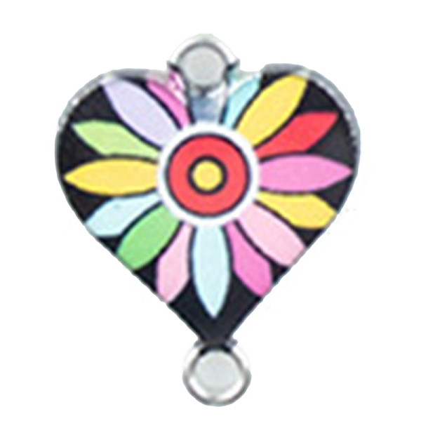 

PandaHall Alloy Enamel Connector Charms, Heart-Shaped Links with Flower Pattern, Platinum, Colorful, 20x16mm Alloy+Enamel Flower
