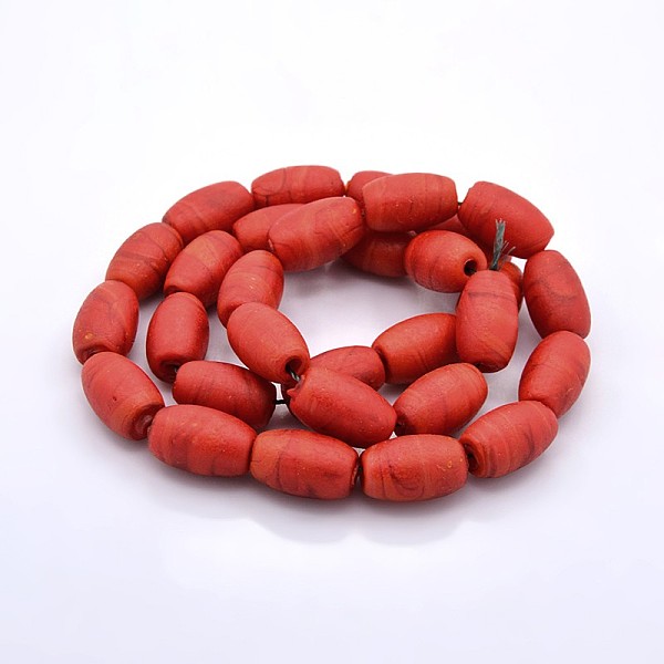 

PandaHall Handmade Frosted Lampwork Beads Strands, Oval, Red, 21x14mm, Hole: 3mm, about 30pcs/strand, 24.4 inch Lampwork Oval Red