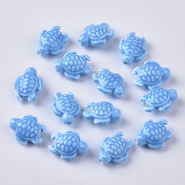 

PandaHall Handmade Porcelain Beads, Bright Glazed Porcelain Style, Tortoise, Dodger Blue, 19x15x8.5mm, Hole: 2mm Porcelain Tortoise
