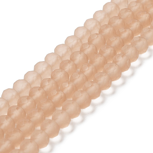 

PandaHall Transparent Glass Beads Strands, Faceted, Frosted, Rondelle, Camel, 6x4.5mm, Hole: 1.4mm, about 83~85pcs/strand, 38~39cm Glass..., Brown