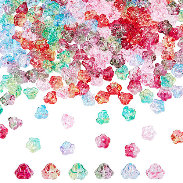 

PandaHall SUNNYCLUE 1 Box 240Pcs Flower Glass Beads Floral Beads Spring Electroplate Glass Trumpet Flower Bead Mini Transparent Loose Spacer..., Multicolor