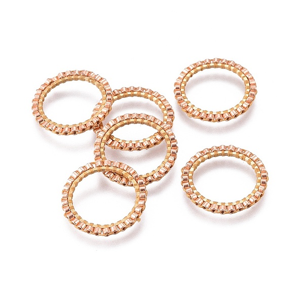 

PandaHall MIYUKI & TOHO Handmade Japanese Seed Beads, with Golden Plated 304 Stainless Steel Link Rings, Loom Pattern, Ring/Circle, Bisque..., Orange