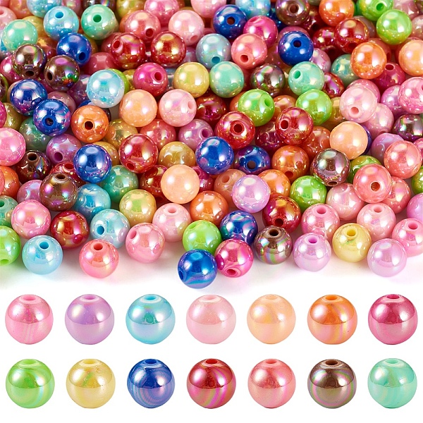 

PandaHall 280Pcs 14 Colors Opaque Acrylic Beads, AB Color Plated, Round, Mixed Color, 10x9mm, Hole: 2mm, 20pcs/color Acrylic Round..., Multicolor