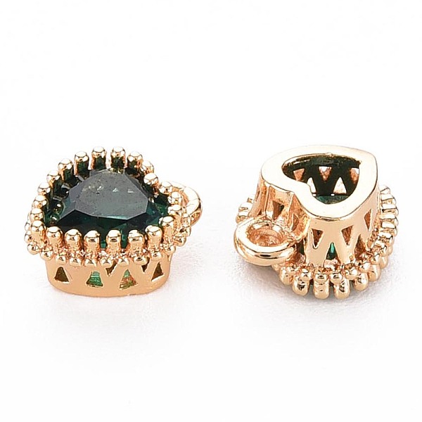 

PandaHall Brass Micro Pave Cubic Zirconia Charms, Nickel Free, Real 18K Gold Plated, Faceted Heart, Sea Green, 8x6x3.5mm, Hole: 1mm...