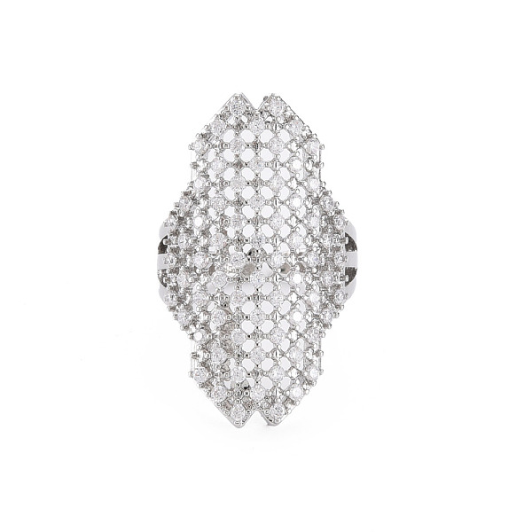 

PandaHall Brass Micro Pave Cubic Zirconia Cuff Rings, Open Rings for Women, Cadmium Free & Nickel Free & Lead Free, Real Platinum Plated..., Clear