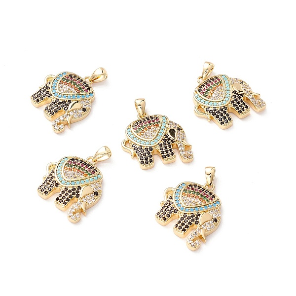 

PandaHall Brass Micro Pave Colorful Cubic Zirconia Pendants, Long-Lasting Plated, Lead Free & Cadmium Free & Nickel Free, Elephant, Real 18K...