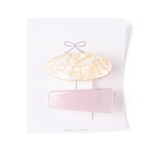 

PandaHall Cellulose Acetate(Resin) and Plasic Alligator Hair Clips, with Golden Iron Findings, Oval & Trapezoid, Pink, 41.5x18x16mm...