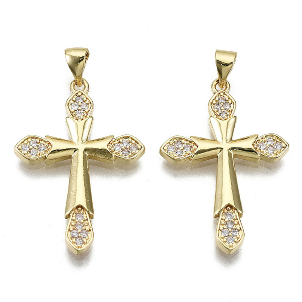 

PandaHall Brass Micro Pave Clear Cubic Zirconia Pendants, Nickel Free, Cross, Real 16K Gold Plated, 30.5x20.5x2.5mm, Hole: 4.5x3.5mm...