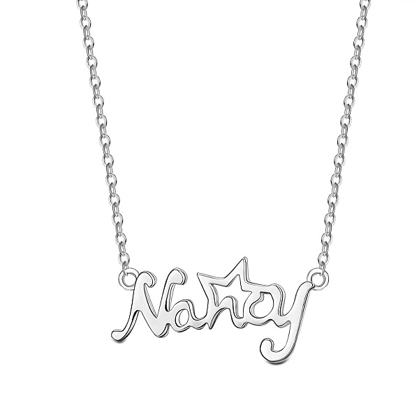 

PandaHall SHEGRACE 925 Sterling Silver Pendant Necklaces, with Cable Chains, Word, Platinum, 15 inch(38cm) Sterling Silver